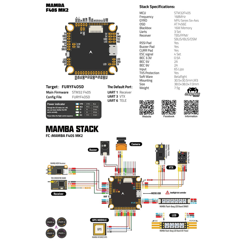 Diatone Mamba Basic F405 MK2 Flight Controller
