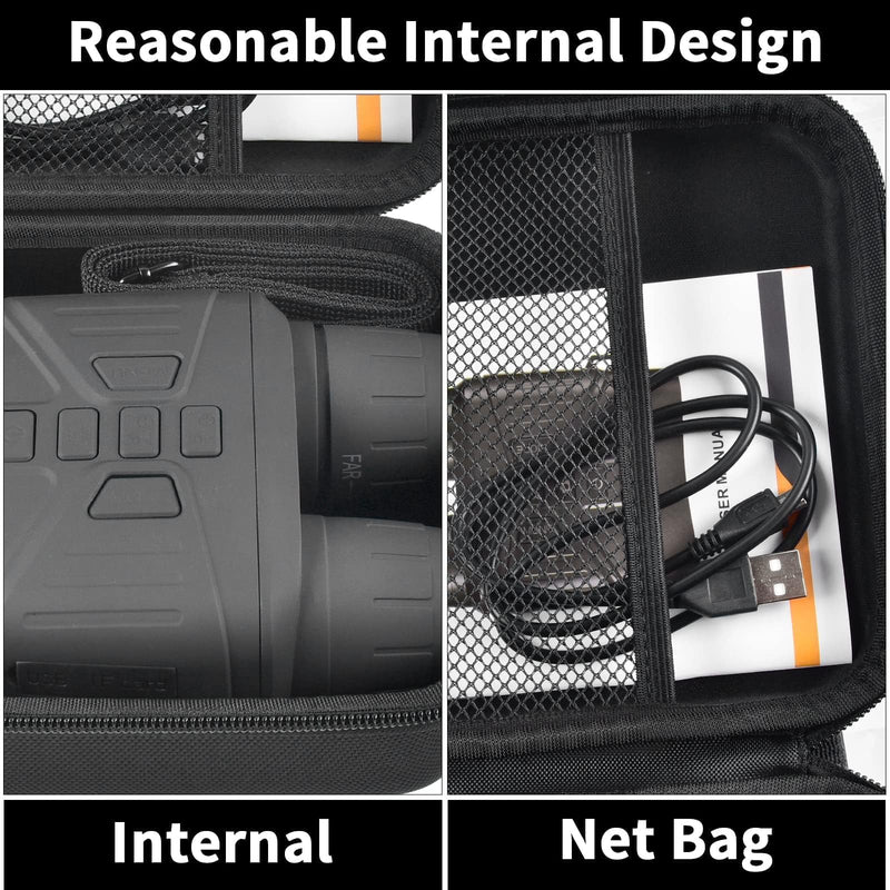 casmilee Case Compatible with HEXEUM/for Fvtga/for Vtiisamao Night Vision for Goggles - 4K Night Vision Binoculars, Holder for Telescopes Optics Scope, Mesh Pocket for 32GB Memory SD Card, Neck Strap Black