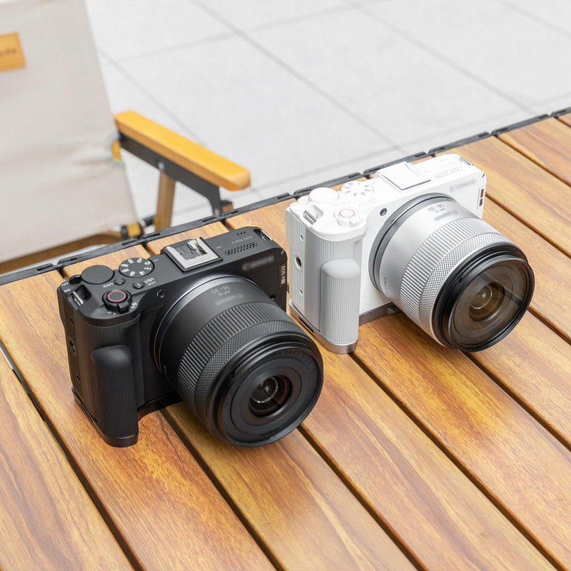 [AUSTRALIA] - JJC Metal Hand Grip L Bracket for Canon EOS R50 V Camera(Not for R50), R50V Handgrip with Cold Shoe Mount, Silicone Handle, Anti-Slip Pad, Arca Swiss Quick Release Plate & 1/4"-20 Tripod Hole, Black 