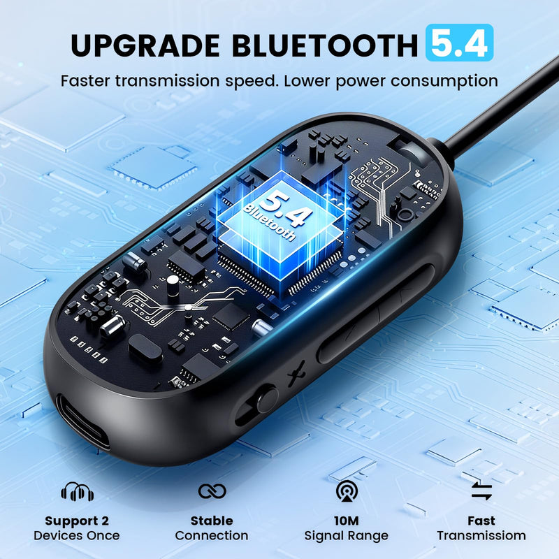 [AUSTRALIA] - Dual Link Bluetooth 5.4 Transmitter for Airplane Travel 2-in-1 Bluetooth Adapter Airplane Travel Essentials Wireless Receiver, 3.5MM AUX Jack Adapter on Flight/TV/Car Stereo/Gym 