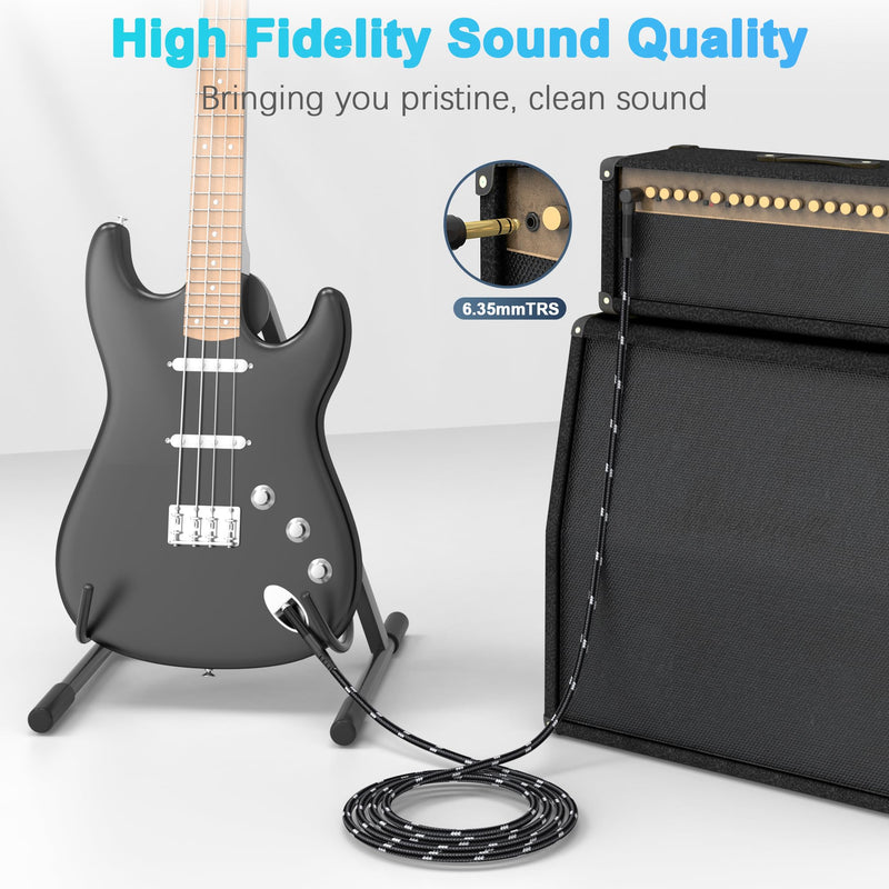 1/4 Inch TRS Instrument Cable 20ft 2-Pack, Right-Angled to Straight 6.35mm Guitar Bass AMP Cord, Stereo Audio Line for Electric Guitar, Bass, Keyboard, Mixer, Amplifier, Speaker 20 Feet 1/4 TRS Cable