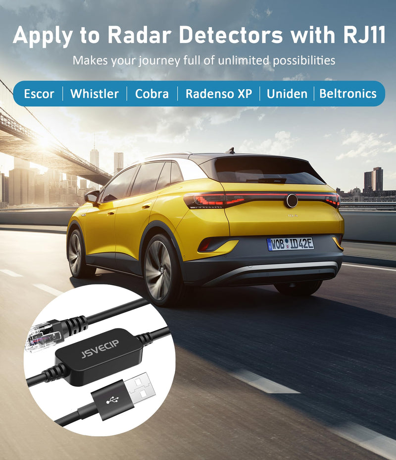 [AUSTRALIA] - Radar Detector Cable,USB to RJ11 Plug Cable Compatible with Uniden R3 R7 R1 Radar Detector,Escort 360, Passport 9500i/7500S/8500/7500/6800,5V/12V Car Lighter Adapter Cable RJ11-2M 