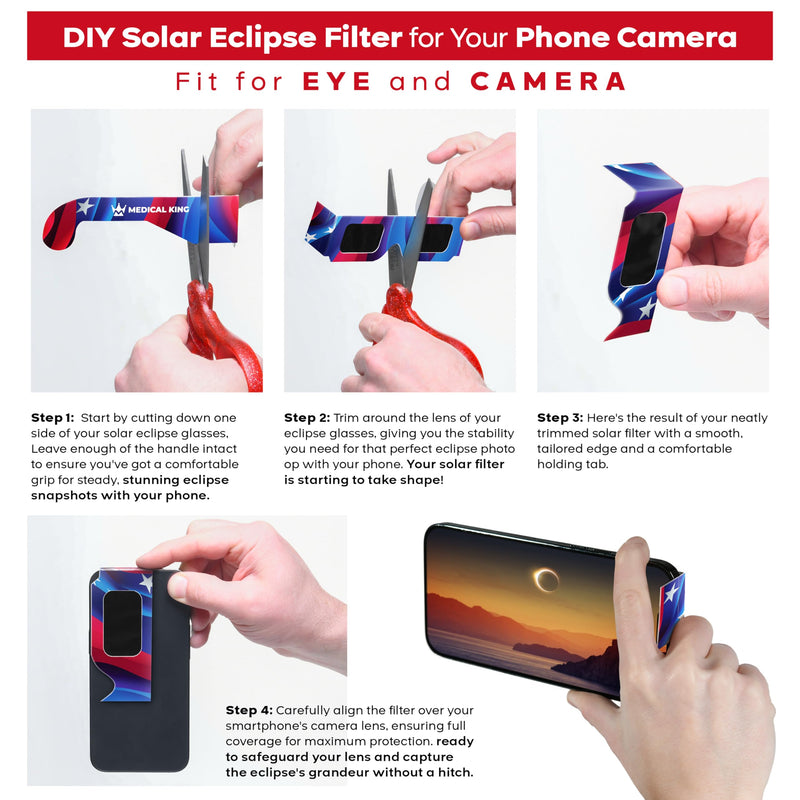 Medical king Solar Eclipse Glasses AAS Approved 2024 (2/5/10/20/60 Pack) CE and ISO Certified Safe for Direct Sun Viewing 10 Pack