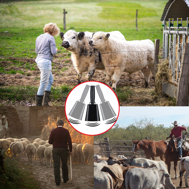 [AUSTRALIA] - 8’’ Steel Cow Bell with Handle, Noise Maker Cowbell, Cheering Loud Hand Call Bell for Sport Events Football Soccer Hockey Baseball Basketball Games Party Concert Graduations School Wedding Farm Ranch 8inch-black 