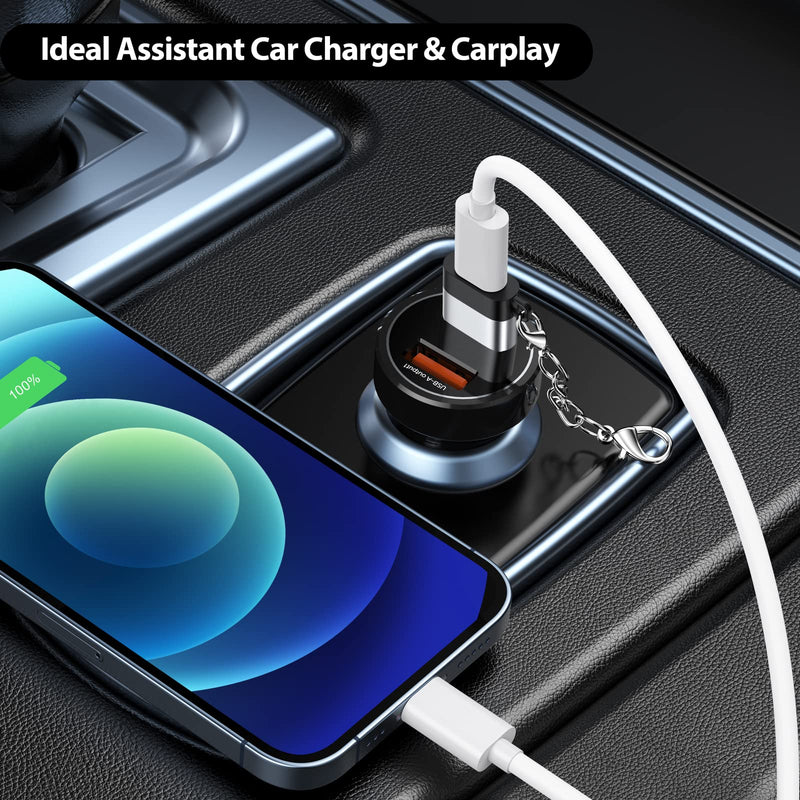 USB C Female to USB Male Adapter 2 Pack, USB A Male to USB C Female Cable Converter with Keychain, USBC Type C Connector Charge & Data Sync for Laptop Car Charger Headphone Computer Hub etc. Silver+Black
