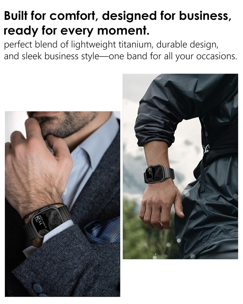 NewWays Titanium Link Bracelet Band for Apple Watch Ultra 3 2 1, Series3-11 | Premium Titanium, Lightweight Comfort, Exceptional Strength, Skin-Friendly, Built to Last Black Grade 2 Titanium 42mm(Series 3)/44mm/45mm/46mm/49mm