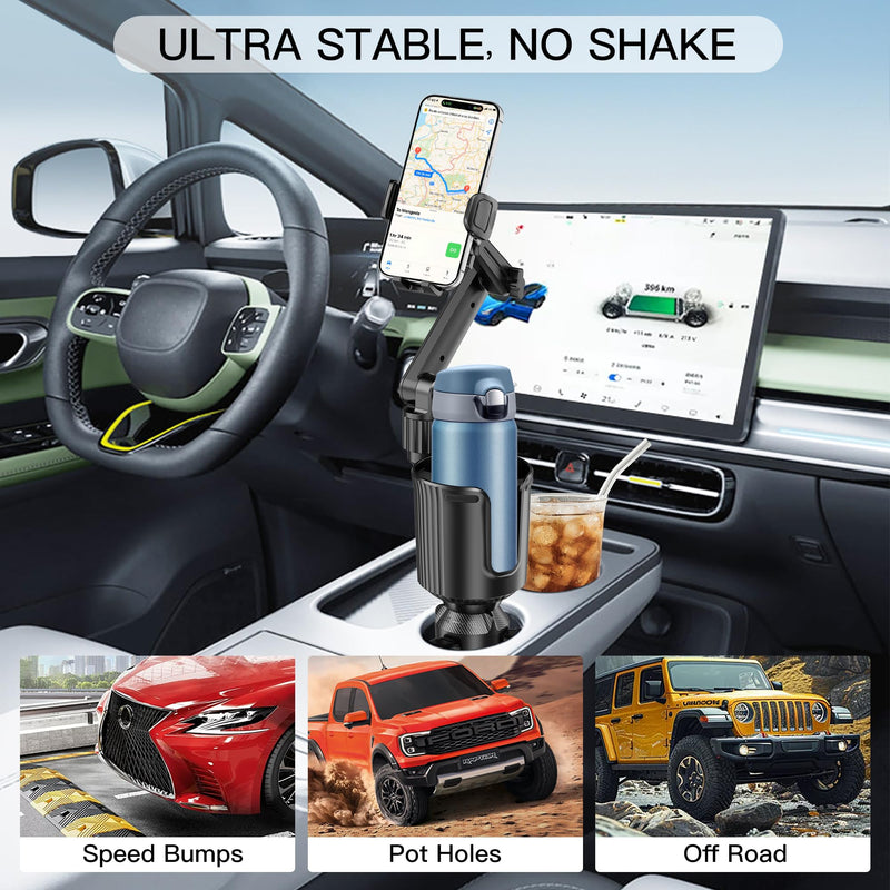 Cup Phone Mount for Car, Cup Phone Holder [2026 Upgraded] 20.5" Height Long Arm Phone Mount for Your Car/Truck/SUV Fit All 4.0-7.0in Smartphones iPhone, No Shake Design