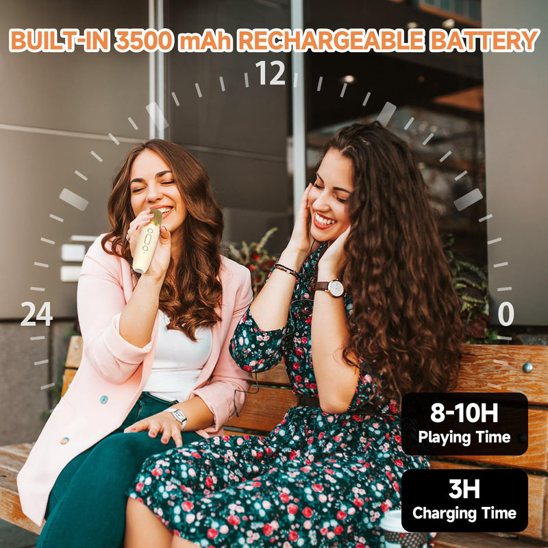 [AUSTRALIA] - Karaoke Machine with 1 Wireless Mircophone for Adults Kids, Portable Bluetooth Karaoke Speaker with 3.5" Full-Range Speaker and Colorful LED Lights, Support USB/TF Card/AUX (1Mics) 1Mics 