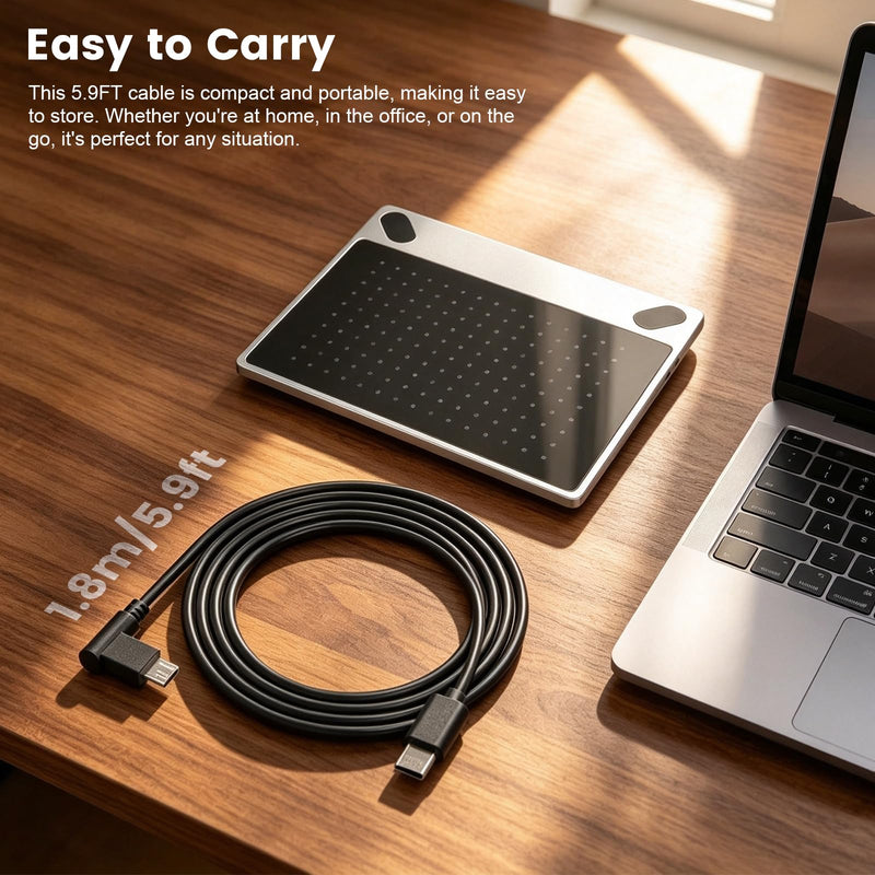 Micro USB to USB-C Replacement Data Sync & Fast Charging Cord Compatible with Wacom Intuos CTL480 CTL490 CTL690 CTH480 CTH680 CTH690, Bamboo CTL470 CTL471 CTL671 CTL680 CTH470 Drawing Tablet 6FT Black
