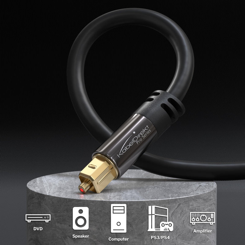 [AUSTRALIA] - TOSLINK – Optical Audio Cable – 25ft – Designed in Germany – Fiber Optic Cable for Soundbar, SPDIF Digital Optical Audio Cord – for Sound Bars, Stereo Systems, amps, Xbox One or PS4 – by CableDirect 25 ft 