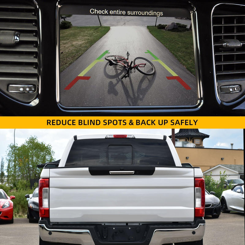 Dasbecan Backup Camera Compatible with Ford F250 F350 Super Duty 2017-2019 | Rear View Parking Assist Camera Replaces HC3Z-19G490-X HC3Z-19G490-E HC3Z-19G490-M HC3Z-19G490-T (Round Hole Plug)
