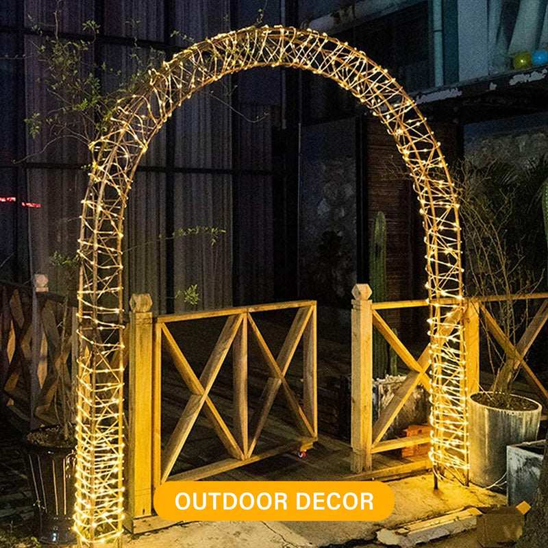 Battery Operated Rope Lights Outdoor Waterproof, 2 Pack Total 200 LED 66Ft Battery Powered String Lights, 8 Modes Christmas Lights for Party Garden Walkway Patio Decorations (Warm White) Warm White