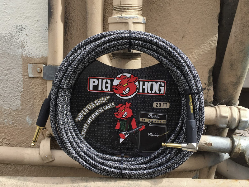 [AUSTRALIA] - Pig Hog PCH20AGR Right-Angle 1/4" to 1/4" Amplifier Grill Guitar Instrument Cable, 20 Feet 20 ft 