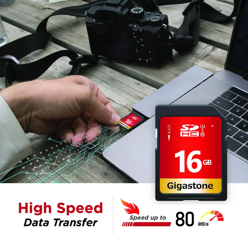 Gigastone 16GB 10-Pack SD Card UHS-I U1 Class 10 SDHC Memory Card High-Speed Full HD Video Canon Nikon Sony Pentax Kodak Olympus Panasonic Digital Camera, with 10 Mini Cases SD 16GB U1 10-Pack
