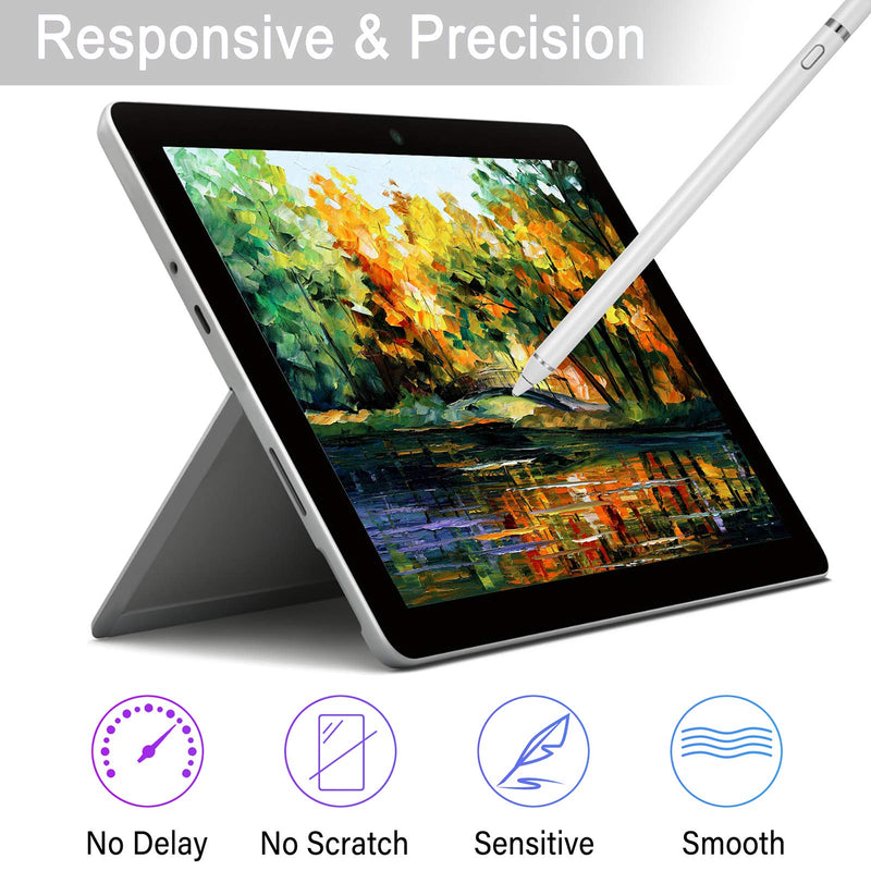 Active Stylus Pens for Touch Screens, Digital Stylish Pen Pencil Rechargeable Compatible with Most Capacitive Touch Screens WHITE