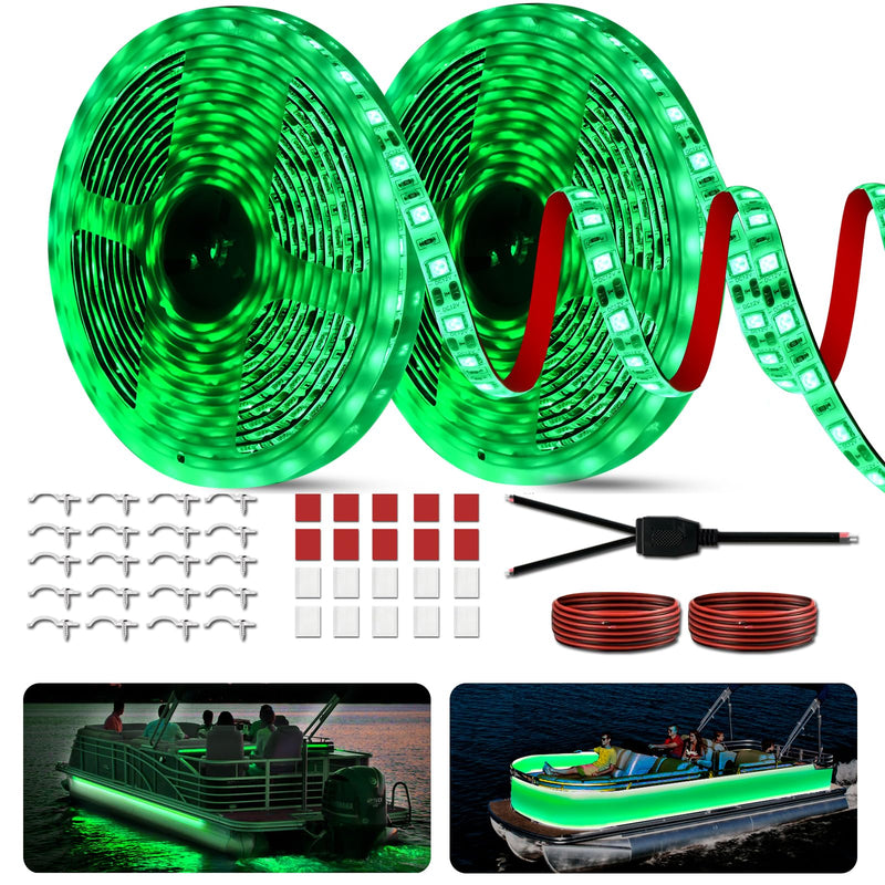 [AUSTRALIA] - Marine LED Strip Lights Boat Lights for Night Fishing Boat LED Strip Light 12V Waterproof, Interior Deck Light for Pontoon, Kayak, Jon Boats, Bass Boats (Green, 32.8ft) Green (32.8FT) 