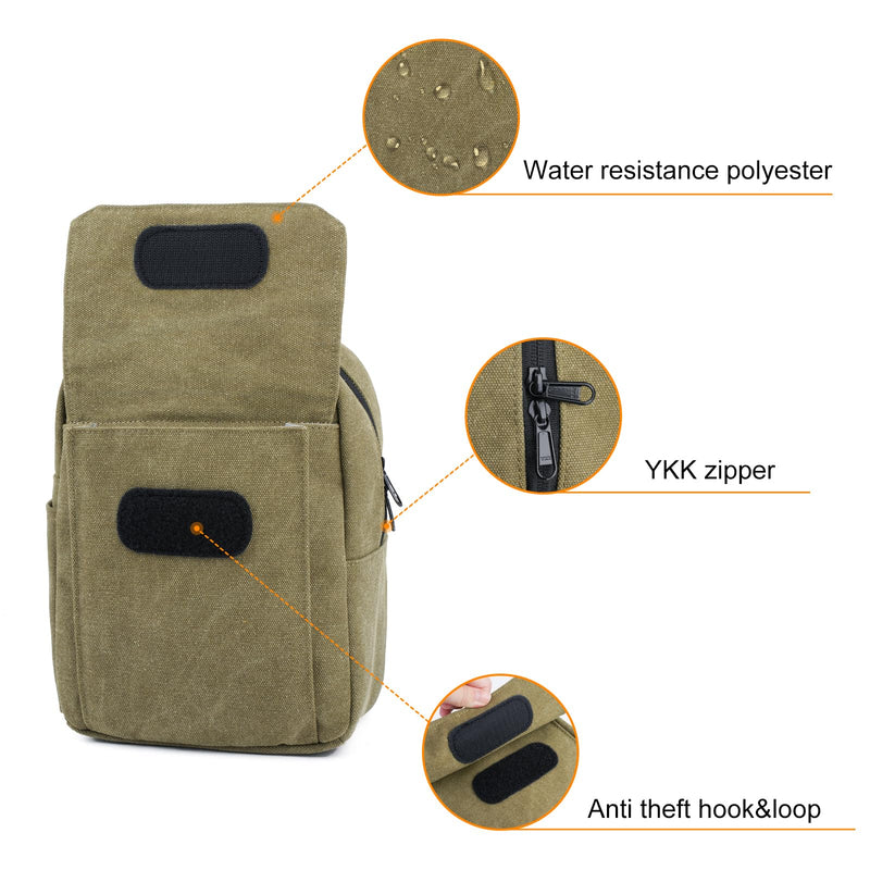 Small Camera Bag for Photographer Canvas Sling Bag Purse Waterproof Dslr Bag Compatible with Nikon Sony for Men and Women Army green