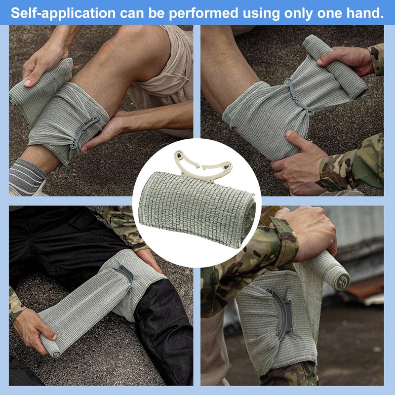 Pack of 4 Israeli Bandage, 6 Inch Hemostatic Tourniquets Elastic Bandage, First Aid Wound, Hemostatic Bandage Vacuum Pack for Indoor, Outdoor, The Perfect Choice for Your Emergency Equipment