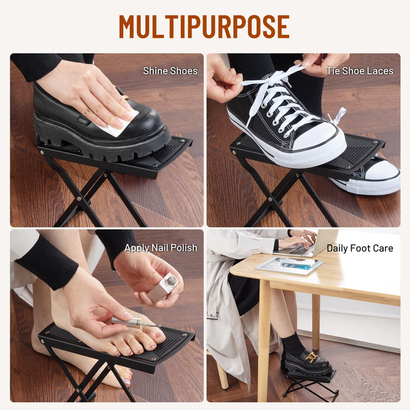 CAHAYA Guitar Foot Stool: 6 Position Height Guitar Foot Rest Folding Extra Stable Foot Rest Stool with Rubber Feet and Non-Slip Rubber Pad for Classical Guitar Player CY0337 Triangle Pattern