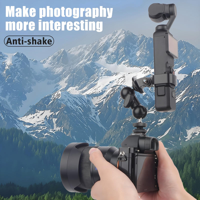 Cold Shoe Mount Expansion Adapter for DJI Osmo Pocket 3,Ajustable 360°Ball Head for DSLR Hot Shoe Mount,Vlogging and Dual Camera Setup