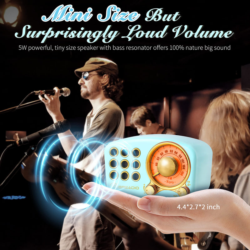 [AUSTRALIA] - Retro Bluetooth Speaker, Vintage Radio-Greadio FM Radio with Old Fashioned Classic Style, Strong Bass Enhancement, Loud Volume, Bluetooth 5.0 Wireless Connection, TF Card and MP3 Player (Blue) Blue 