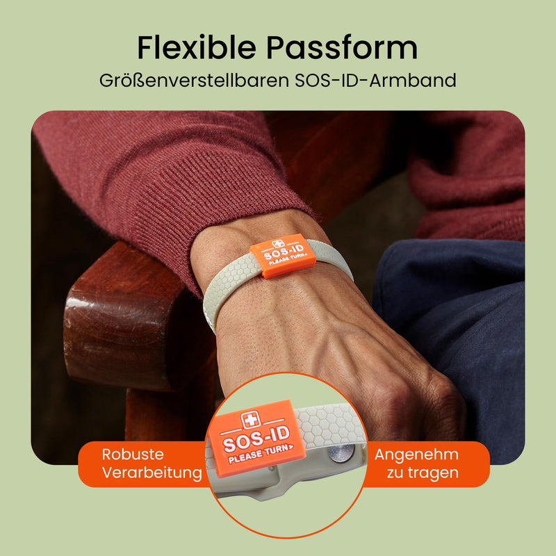 ID-No Sports Emergency Soft Silicone Bracelet with QR Code (Taupe) - Durable & Waterproof SOS Wristband for Emergencies - Quick Access to Important Health Data taupe