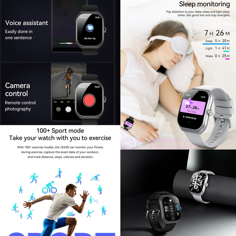 Smart Watches for Men(Answer/Make Call), 2.01" Curved Screen HD Fitness Tracker Watch with Blood Pressure/Heart Rate Monitor, SpO2, Fitness Watch for Men, Smart Watch for Android/iOS Phones (Silver)