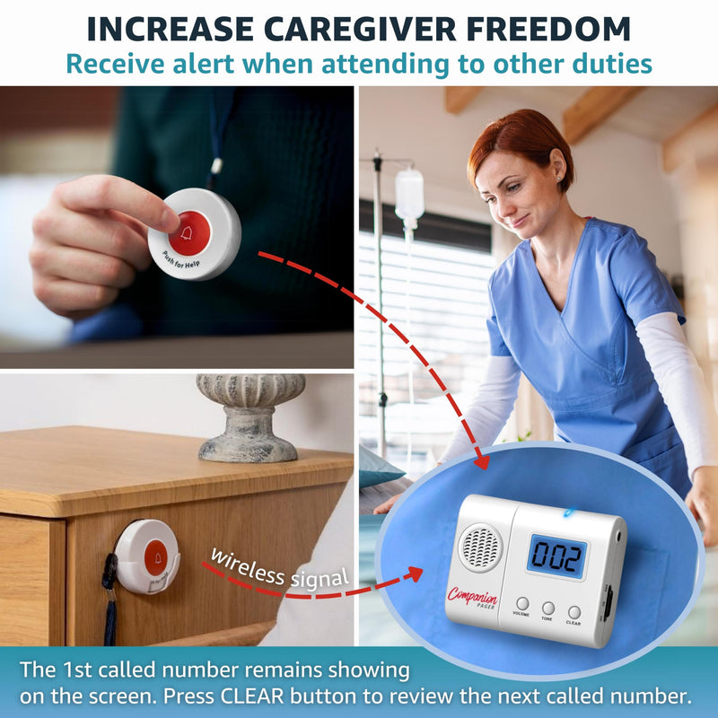 Caregiver Pager for Elderly Adults Nurse 6 Call Buttons for Elderly at Home Seniors Patients Nurse Call Light Monitoring System Alert Button Bed Alarm Buzzer Emergency Clinic 6 Call Buttons + 1 Receiver
