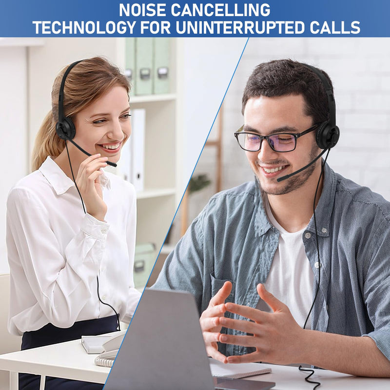 [AUSTRALIA] - Headsets with Microphone 5 Pack Bulk- Noise Canceling Computer Headphones for School, Office, Meetings, Chat, 3.5mm Wired PC Headphones with Rotating Mic Works for Laptop LS06-5 Pack 