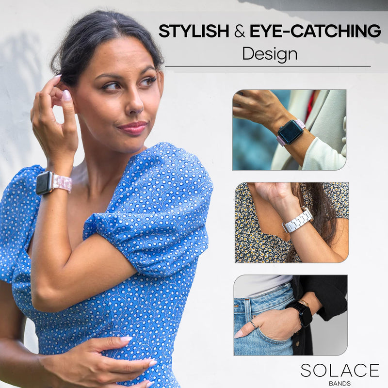 Solace Bands Lightweight Perma Watch Band - Universal Fit for Apple Watch Bands for Women & Men, iWatch Bands for 38mm 40mm 41mm 42mm 44mm 45mm 49mm Ultra, SE, Series 11 10 9 8 7 6 5-1 (Matte Solid) Powderflower 38/40/41/42/44/45mm