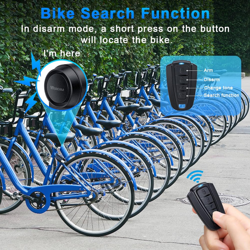 WSDCAM USB Rechargeable Bike Alarm with Remote, Wireless Vehicle Security Alarm System Anti Theft Vibration Motion Sensor Alarm for Car Trailer Motorcycle Scooter Ebike