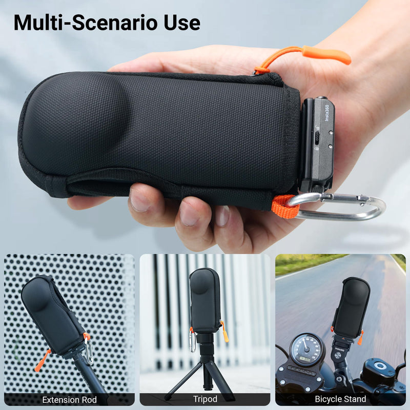 [AUSTRALIA] - CYNOVA Case for Insta360 X4/X5 (for Original Lens Cap), Insta X5 Carrying Case with 2X Glass Screen Protector,Hard Shell Travel Protector Cover Compatible with Insta360 X5 Accessories Black 
