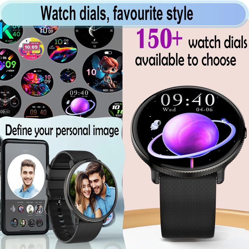 Goodatech 1.43" AMOLED SmartWatch for Men and Women, Black | Phone Call, IP68 Waterproof, Fitness Tracker Black.61