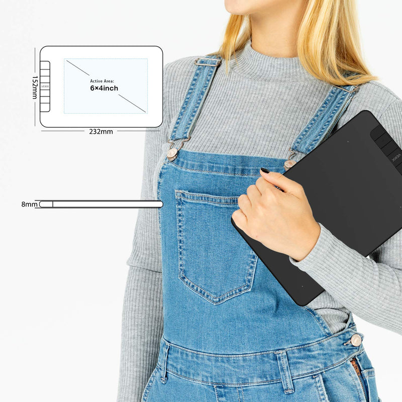 VEIKK VK640 Drawing Tablet 6 x4 inch OSU Tablet with Battery-Free Stylus for Android,Windows and Mac OS,Support Tilt Function(8192 Level Pressure)