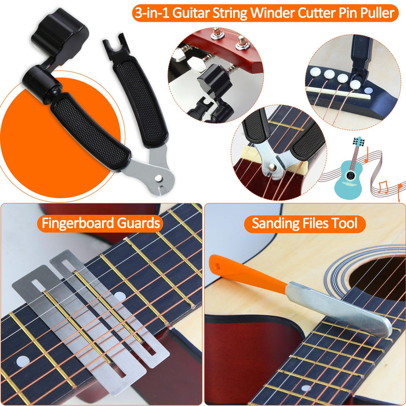 28Pcs Guitar Tool Kit, Guitar Accessories Gifts for Men, Guitar Maintenance Kit with Carry Bag, Guitar Repair Kit for Acoustic Electric Guitar Ukulele Bass Banjo, TIMDAM Guitar Setup Kit Guitar Gifts 28 Pcs