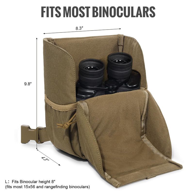 VISMIX Binocular Harness, Adjustable Binocular Harness Chest Pack with Rain Cover for Hunting Hiking Shooting Coyote Brown Large