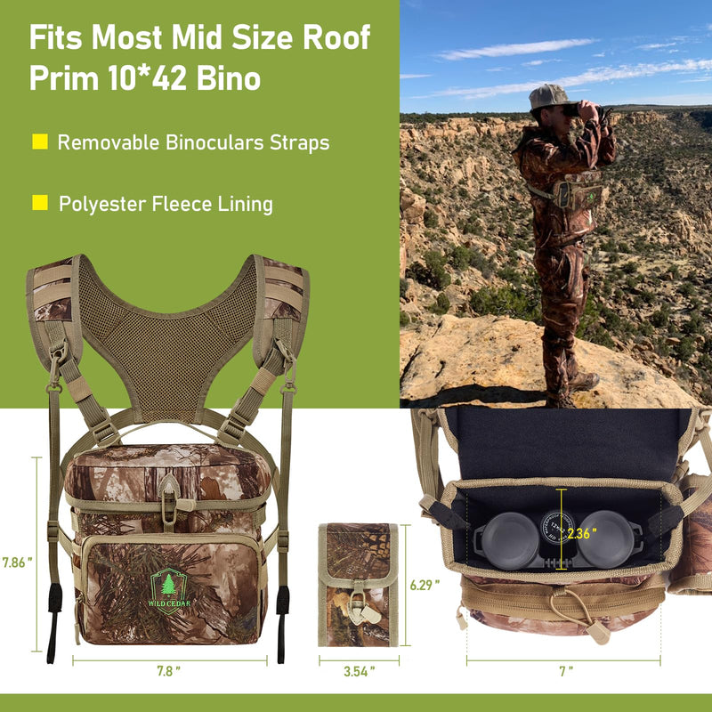 Binocular Harness Chest Pack with Rangefinder Pouch, Bino Harness with Rain Cover for Hunting Medium