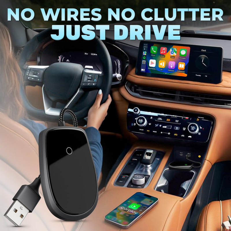Wired to Wireless Adapter for Car Compatible with Apple CarPlay - Wireless Car Adapter with Internet, Easy Plug & Play - Updated 2025, Works with iOS 10+ & Android11+ that Support Bluetooth Connection