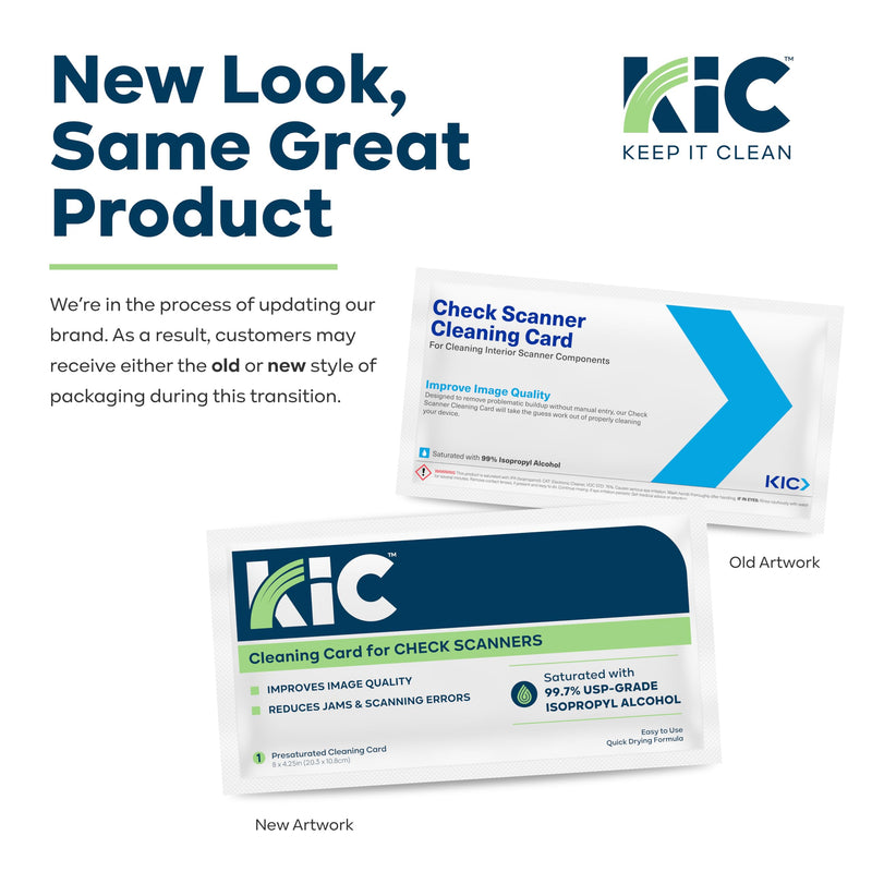 [AUSTRALIA] - KICTeam - Cleaning Cards for Check Scanners (25 Cards) - Presaturated with Quick Drying Solution - Compatible with Most Check Scanner Machines - Made in USA 