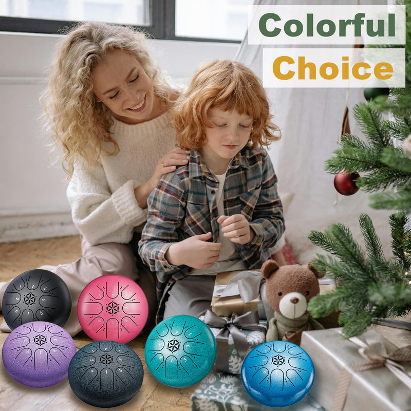 Steel Tongue Drum Percussion: 6 Inch 8 Notes Musical Instruments, Music Gifts for Family Friends (Seablue) Seablue