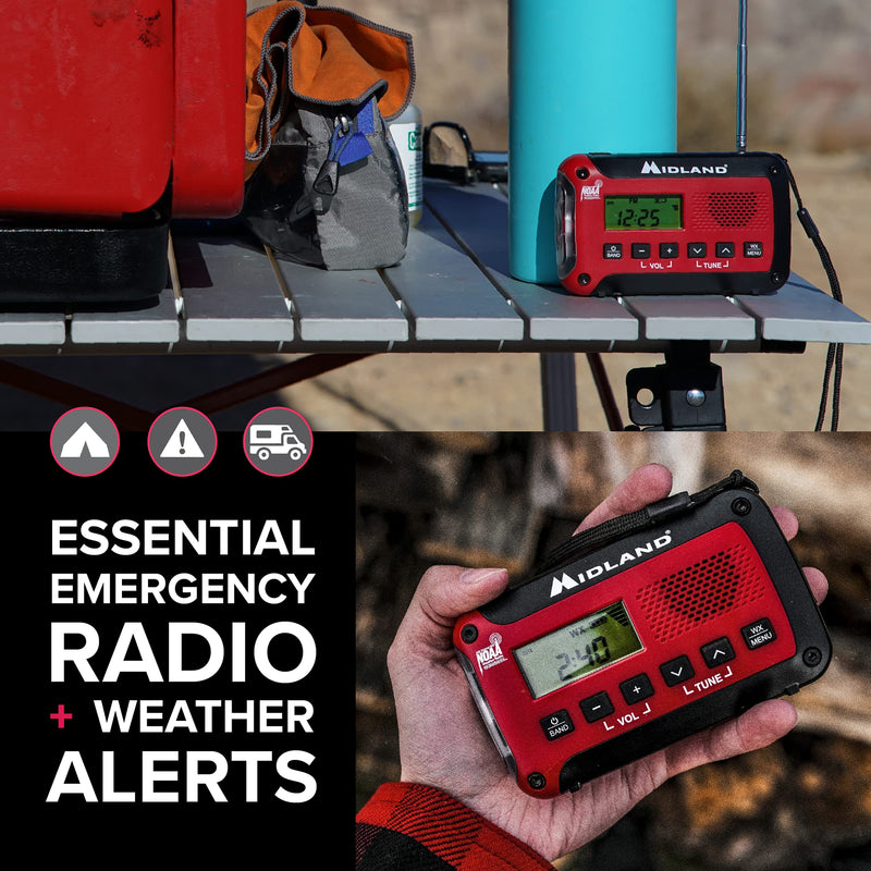 Midland® - ER10VP Weather Radio with Flashlight & Emergency Alert - AM/FM Radio - Compact and Easy to Carry - SOS Strobe Signal and Headphone Jack