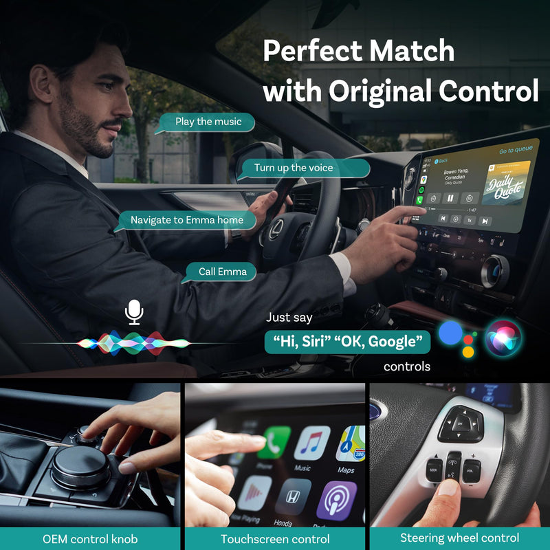 OTTOCAST Mini 2025 Wireless CarPlay & Android Auto 2-in-1 Adapter, Fast Stable Connection, Plug & Play for iPhone & Android Devices (Black) Black