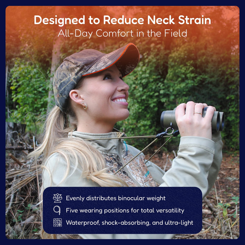 [AUSTRALIA] - Rick Young Outdoors Premium Binocular Harness - Adjustable Chest Strap for Hunting, Birding & Hiking - Comfortable Waterproof Quick-Release System (Black) Black 