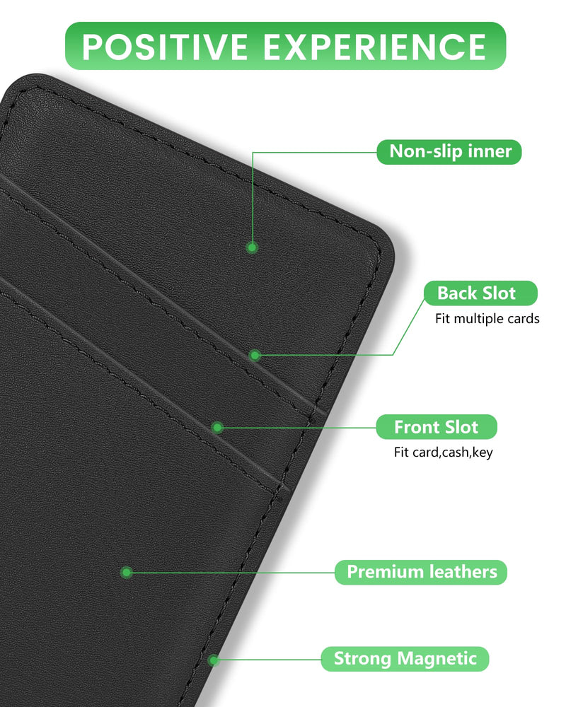 Senose Magnetic Wallet Card Holder Compatible for Magsafe Wallet, Leather Mag-Safe Wallet Card Holder for Back of Phone Compatible for iPhone 15/14/13/12 Mini/Plus/Pro/Pro Max, Mag-Safe Case (Black) A-Black