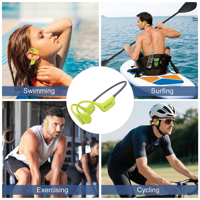 Full-Coverage Liquid Silicone Swimming Headphones, IP68 Waterproof Underwater Headphones, Bluetooth 6.0&MP3 with 32GB Memory Card, Soft/Skin-Comfortable Open Ear Bone Conduction Swim Earbuds