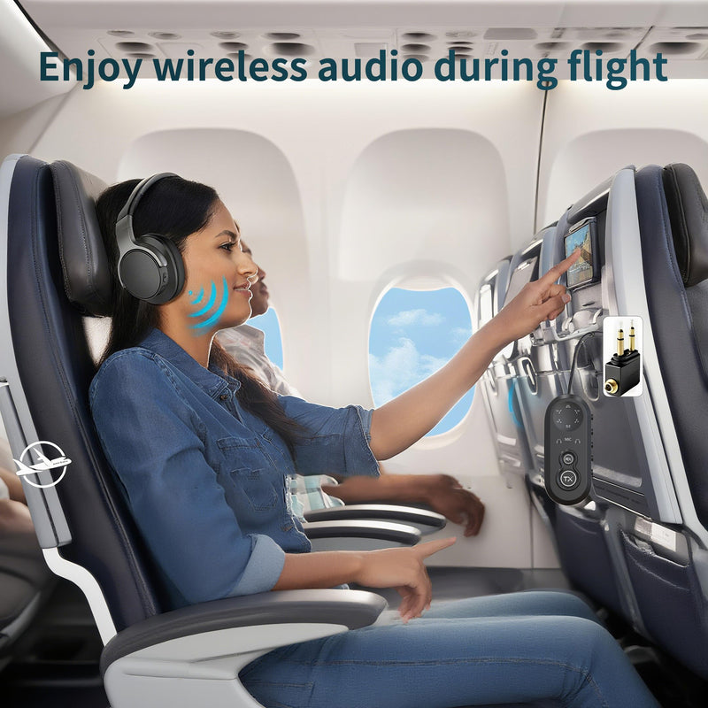 Bluetooth 5.4 Transmitter Receiver for 2 Airpods or Headphones, Airplane Bluetooth Adapter with aptX Low Latency, 20Hr Playtime, 3.5mm Audio AUX Jack for Flight,TV,PC,Gym,Tablets Car Stereo