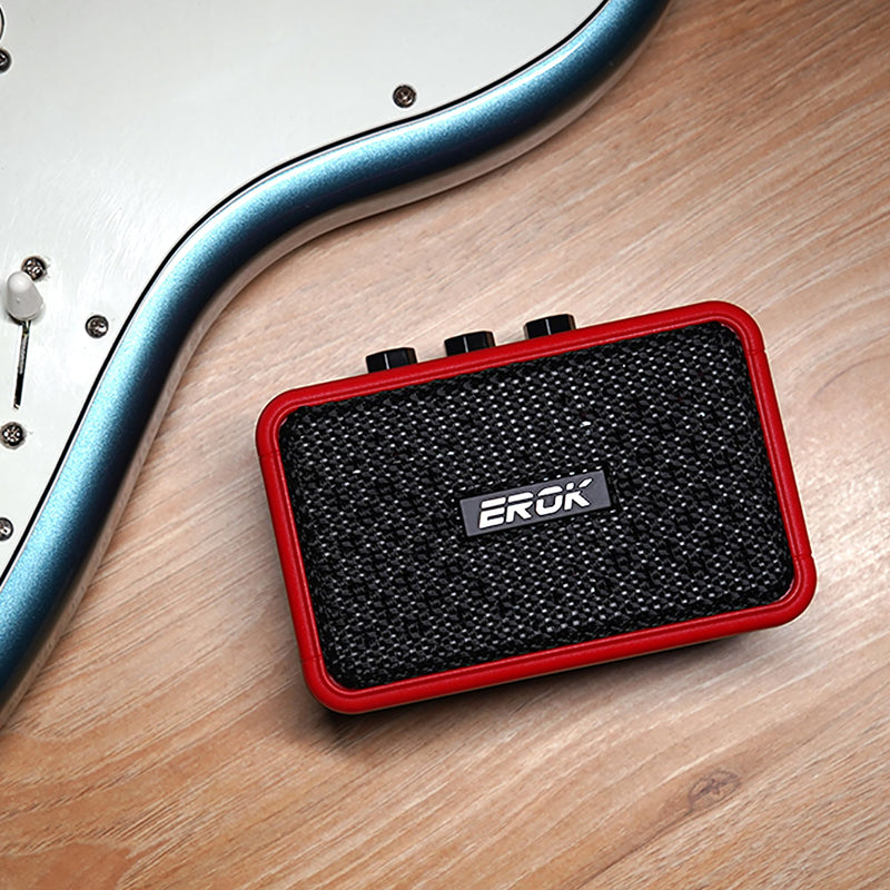 [AUSTRALIA] - EROK Mini Electric Guitar Amplifier, with Clean Overdrive Effects,Support BT/Headphone Connection,5W Indoor Music Pratice Speaker (Red) Red 