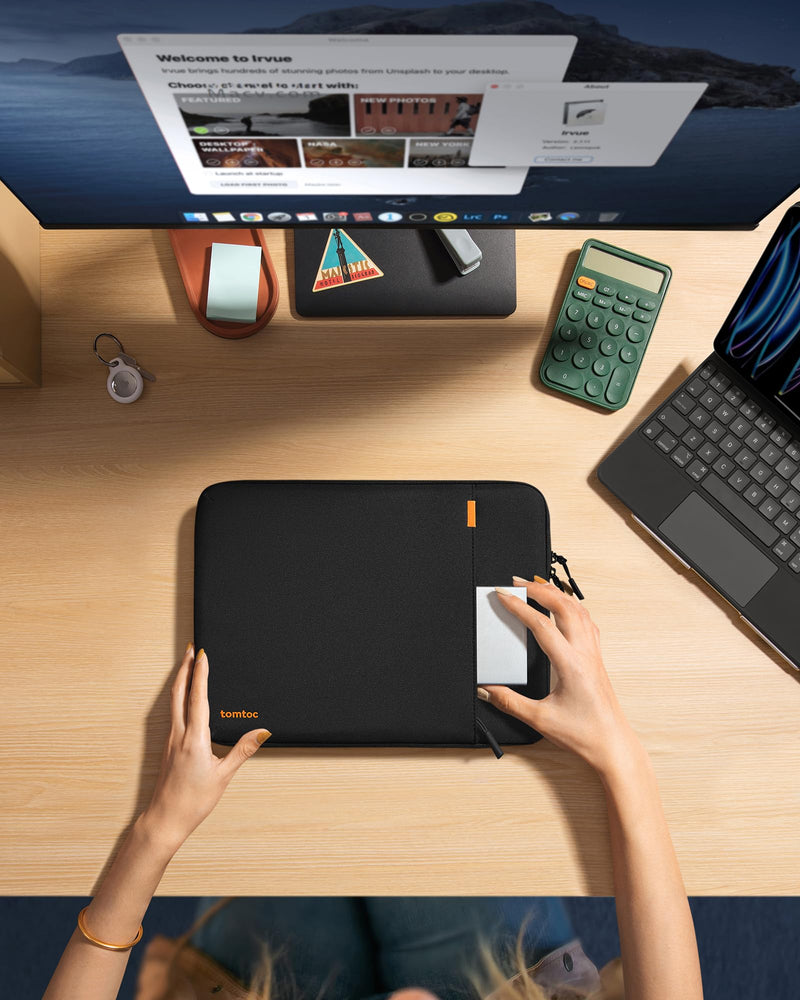 tomtoc 360 Protective Tablet Sleeve Case for 12.9-inch iPad Pro with M3/M2/M1 6th/5th/4th/3rd Generation with Magic Keyboard/Smart Keyboard Folio, Water-Resistant iPad Case Bag with Accessory Pocket Black 12.9-inch for iPad Pro