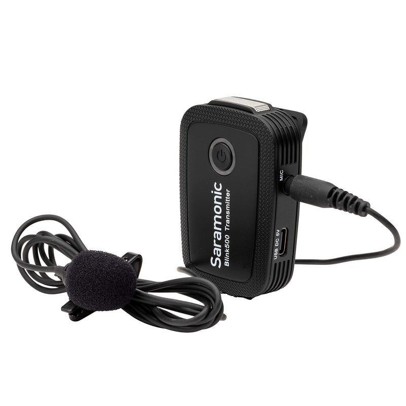 Saramonic 2.4 GHz Wireless Clip-On Transmitter w/Built-in Microphone & Lav for Blink 500 Receivers (BLINK500TX), Black