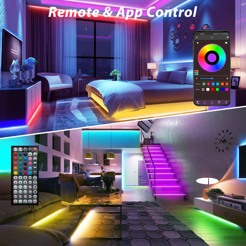 100 ft LED Lights for Bedroom Music Sync RGB LED Strip Lights with APP & Remote Control LED Lights for Room Home Party Christmas Wall Decor 100ft